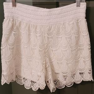 NWOT: BONGO PLUS Ivory Crochet Lace Shorts Lined- Sz Junious Plus 1X